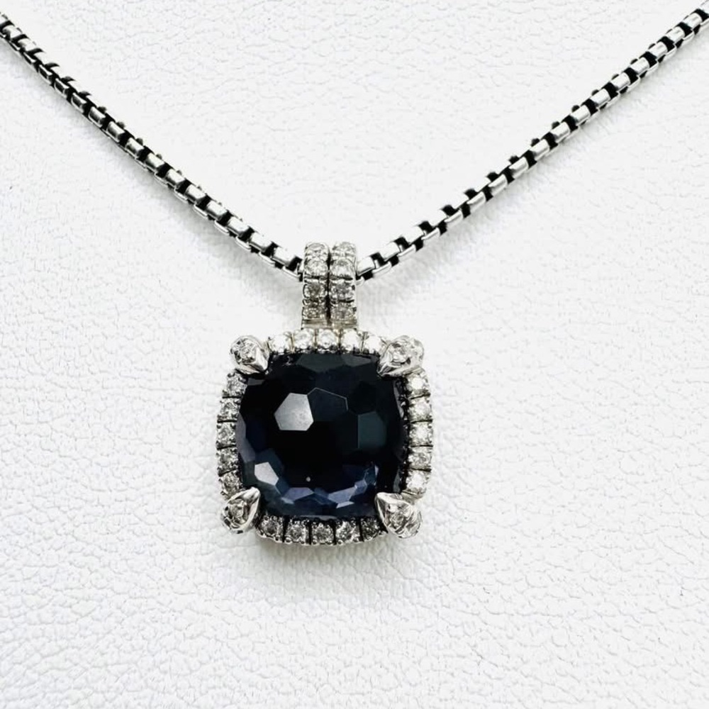 David Yurman Chatelaine Necklace with Black Orchid and Diamonds, 9mm